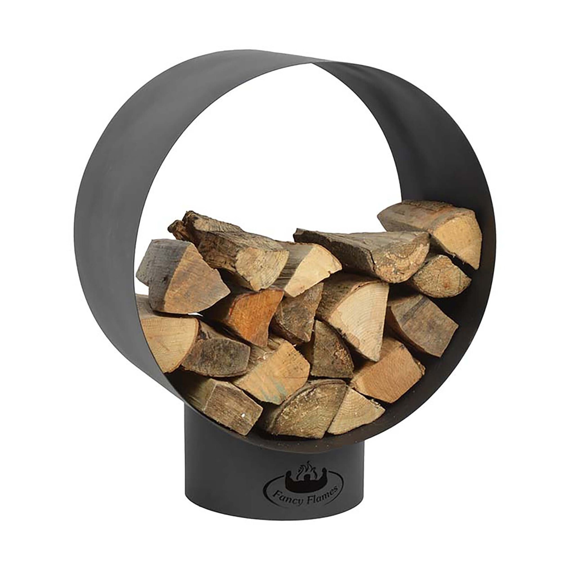 Esschert Design, Modern Round Wood Storage, Steel, Color Black, Material Steel, Model# FF282